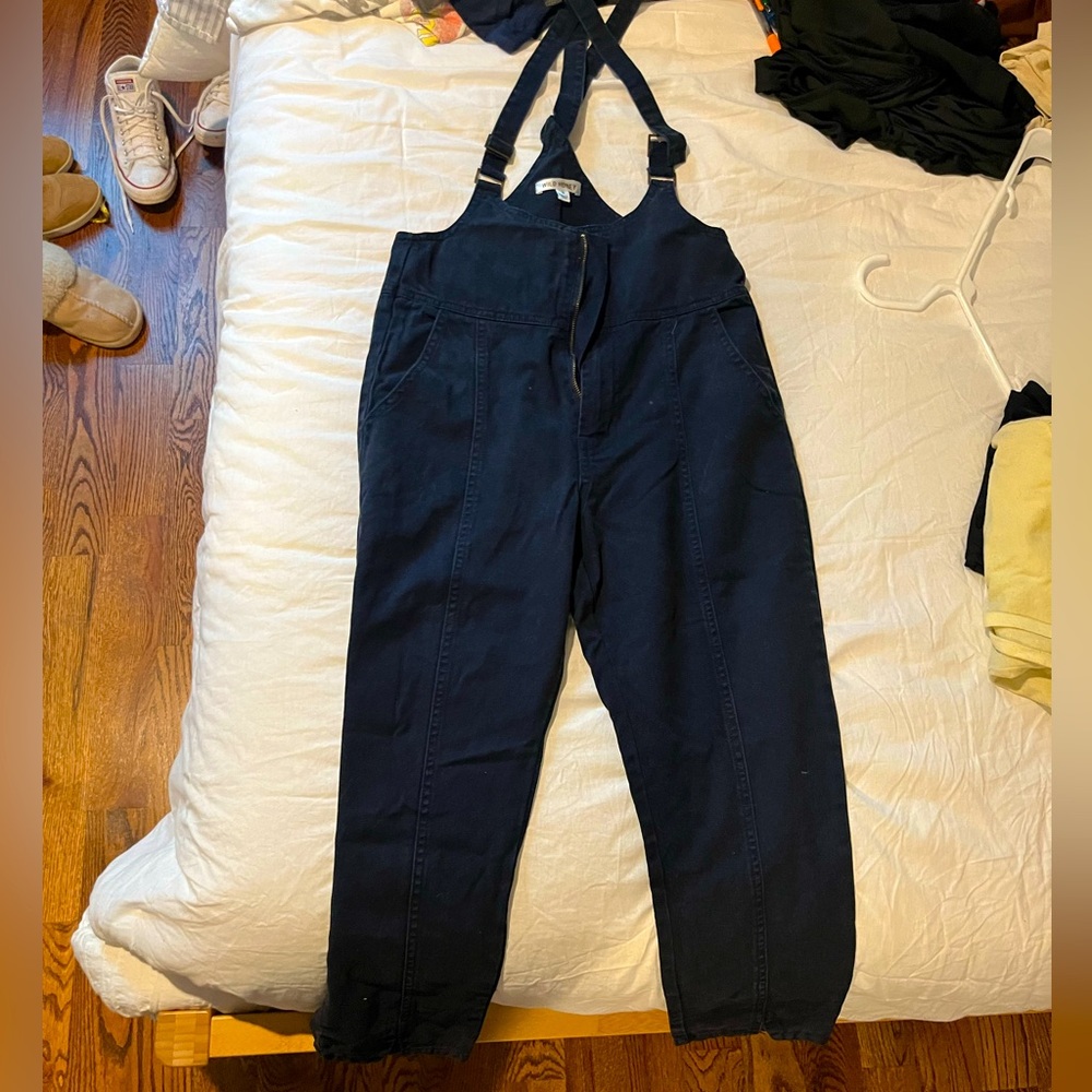 Black corduroy overalls
